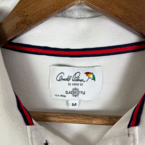 Go Arnie Arnold Palmer White Collared Team USA BIG LOGO Golf Polo Mens Medium - Picture 4 of 8